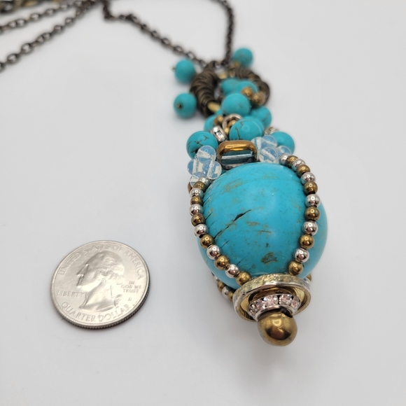 Pam Hiram | Dianthus Bronzetone Large Faux Turquoise Globe Pendant Necklace - Picture 6 of 9